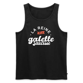 reine la galette saucisse breton bretagne cuisine - Débardeur bio Premium Homme - noir - Devant - Michal (187cm)