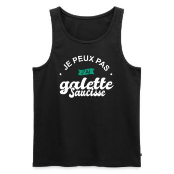 je peux pas j ai galette sausisse bretagne - Débardeur bio Premium Homme - noir - Devant - Michal (187cm)