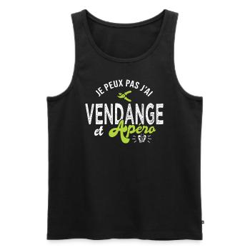 je peux pas j ai vendange Cadeau cool vigneron - Débardeur bio Premium Homme - noir - Devant - Michal (187cm)