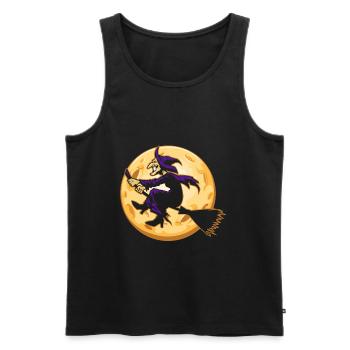 Witch with witch's broom - Men's Premium Organic Tank Top - black - Front - AI Model Male 178 light (178cm)