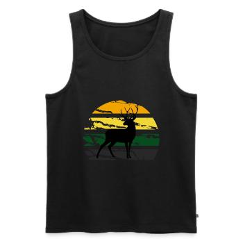 Hirsch - Männer Premium Bio Tank Top - Schwarz - Vorne - AI Model Male 178 light (178cm)