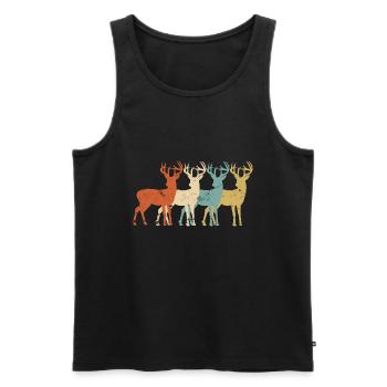 Cerf Chasse Retro Cerf Chasseur Cerf Chasse - Débardeur bio Premium Homme - noir - Devant - AI Model Male 178 light (178cm)