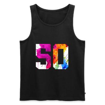 NUMMER 50 JAHRE ALT 50. GEBURTSTAG - Männer Premium Bio Tank Top - Schwarz - Vorne - AI Model Male 178 light (178cm)