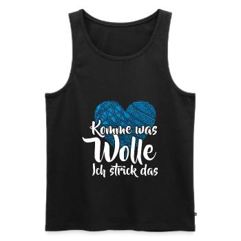 Komme was Wolle Ich stricke das Wortspiel - Männer Premium Bio Tank Top - Schwarz - Vorne - Michal (187cm)