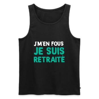 Citation Retraité Message Drôle Pour Homme - Débardeur bio Premium Homme - noir - Devant - Michal (187cm)