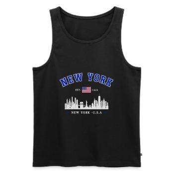 New York Skyline Est 1624 - Men's Premium Organic Tank Top - black - Front - AI Model Male 178 light (178cm)