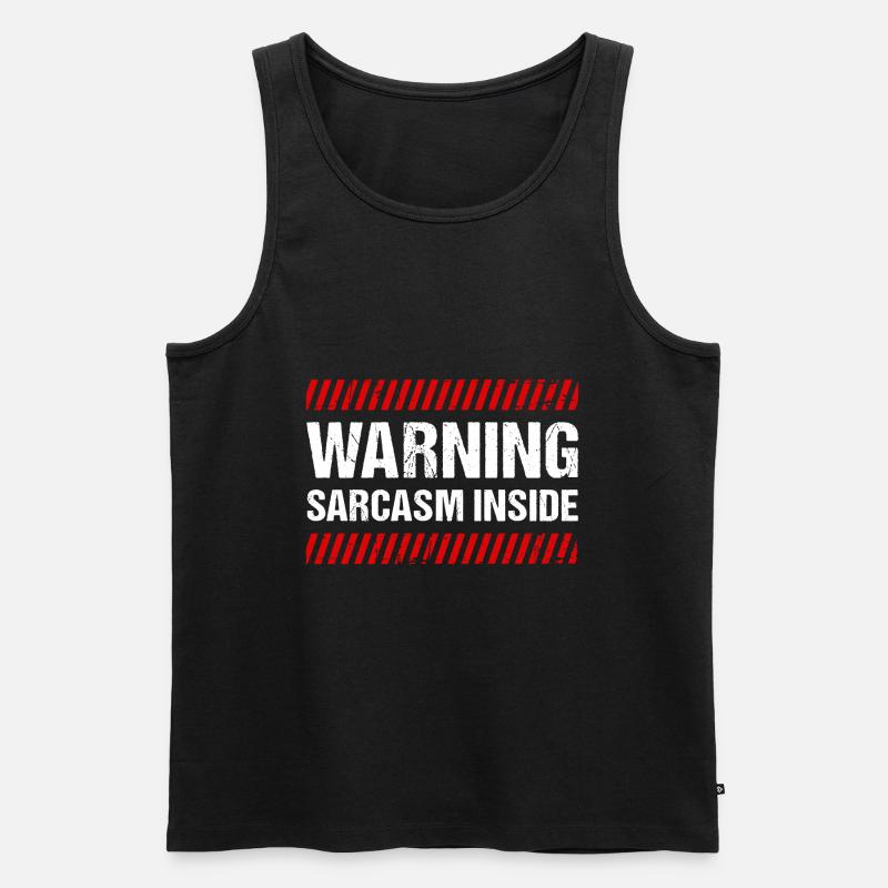 Warning Sarcasm Inside - Männer Premium Bio Tank Top - Schwarz
