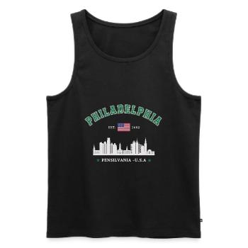 Philadelphia Est 1682 - Men's Premium Organic Tank Top - black - Front - AI Model Male 178 light (178cm)