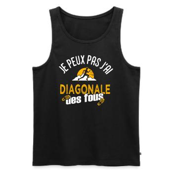 je peux pas j ai trail diagonale des fous run - Débardeur bio Premium Homme - noir - Devant - AI Model Male 178 light (178cm)