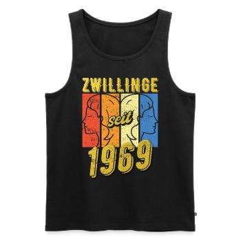 Zwillinge Sternzeichen 1969 Geschenk - Männer Premium Bio Tank Top - Schwarz - Vorne - Michal (187cm)