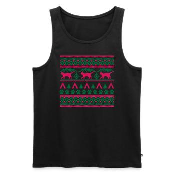 Weihnachtskatze Hässlicher Weihnachtspullover Geschenk - Männer Premium Bio Tank Top - Schwarz - Vorne - Michal (187cm)