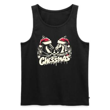 Joyeux Chessmas Échecs Noël - Débardeur bio Premium Homme - noir - Devant - Michal (187cm)