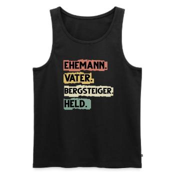 Mountaineering Saying Funny Hiking Saying - Men's Premium Organic Tank Top - black - Front - AI Model Male 178 light (178cm)