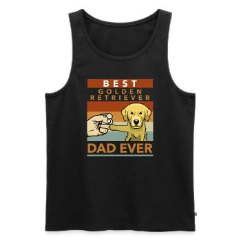 Golden Retriever Saying Master Gift Father's Day - Men's Premium Organic Tank Top - black - Front - AI Model Male 178 light (178cm)
