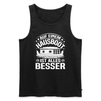 Houseboat Owner Boat License Boat Owner - Men's Premium Organic Tank Top - black - Front - AI Model Male 178 light (178cm)