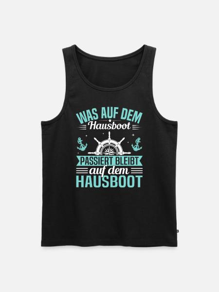 Hausbootkapitän mit Hausboot Crew & - Männer Premium Bio Tank Top - Schwarz