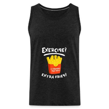 Exercise? Extra frieze? UNISEX FOOD - Men's Premium Organic Tank Top - charcoal grey - Front - Alexander (188cm)
