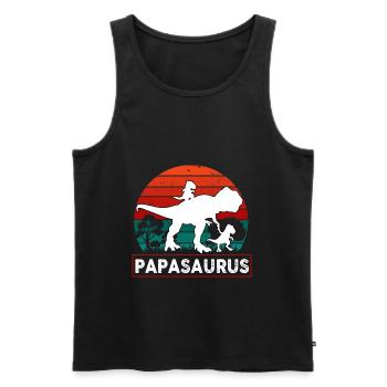 Papa Dinosaure Avec 2 Enfants Dinosaures - Débardeur bio Premium Homme - noir - Devant - Michal (187cm)