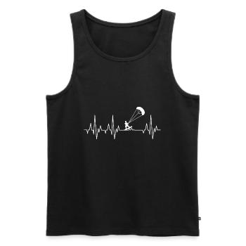 Kitesurfer Herzschlag Kitesurfen EKG Kiteboarden - Männer Premium Bio Tank Top - Schwarz - Vorne - Michal (187cm)