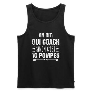 On Dit Oui Coach Humour Coaching Sportif Cadeau - Débardeur bio Premium Homme - noir - Devant - AI Model Male 178 light (178cm)