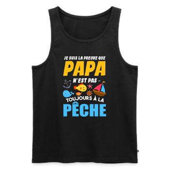 Papa Pêche Pêcheur Bébé Nourrisson Naissance - Débardeur bio Premium Homme - noir - Devant - Michal (187cm)