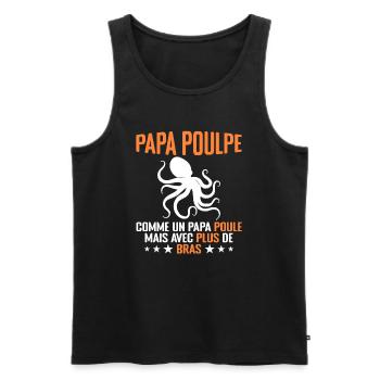 Papa Poulpe Cadeau Drôle Papa Humour - Débardeur bio Premium Homme - noir - Devant - Michal (187cm)