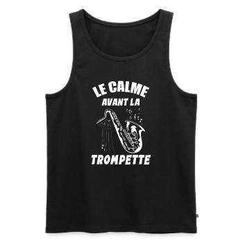 Le Calme Avant La Trompette Humourj Eu De Mots - Débardeur bio Premium Homme - noir - Devant - Michal (187cm)