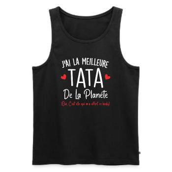 J'ai la meilleure tata de la planète - Débardeur bio Premium Homme - noir - Devant - Michal (187cm)