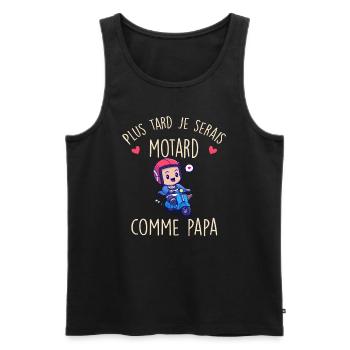 Plus tard je serais motard comme papa bébé Garçon - Débardeur bio Premium Homme - noir - Devant - Michal (187cm)