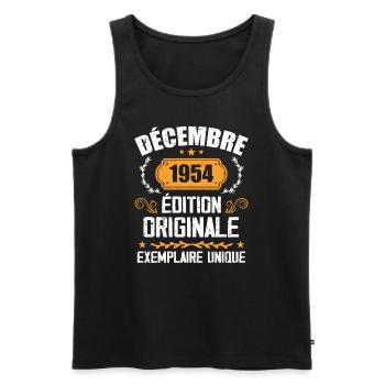 Anniversaire Cadeau Millésime Décembre 1954 - 195 - Débardeur bio Premium Homme - noir - Devant - AI Model Male 178 light (178cm)