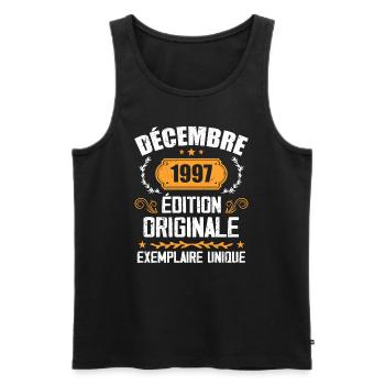 Anniversaire Cadeau Millésime Décembre 1997 - 199 - Débardeur bio Premium Homme - noir - Devant - Michal (187cm)
