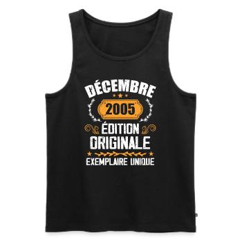 Anniversaire Cadeau Millésime Décembre 2005 - 200 - Débardeur bio Premium Homme - noir - Devant - Michal (187cm)