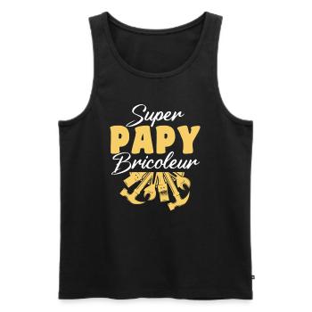 super papy bricoleur cadeau grand-père - Débardeur bio Premium Homme - noir - Devant - AI Model Male 178 light (178cm)