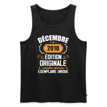 Anniversaire Cadeau Millésime Décembre 2010 - 201 - Débardeur bio Premium Homme - noir - Devant - Michal (187cm)