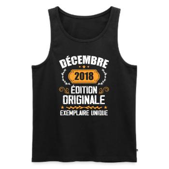 Anniversaire Cadeau Millésime Décembre 2018 - 201 - Débardeur bio Premium Homme - noir - Devant - Michal (187cm)