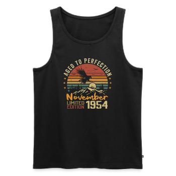 The legends were born in November 1954 - 1954 - Men's Premium Organic Tank Top - black - Front - AI Model Male 178 light (178cm)