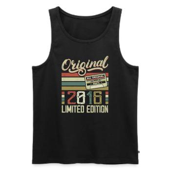 Vintage 2016 Cadeau D'anniversaire Rétro 2016 - Débardeur bio Premium Homme - noir - Devant - AI Model Male 178 light (178cm)
