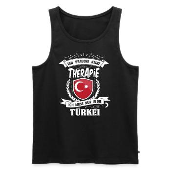 Ich brauche keine Therapie Türkei - Männer Premium Bio Tank Top - Schwarz - Vorne - AI Model Male 178 light (178cm)