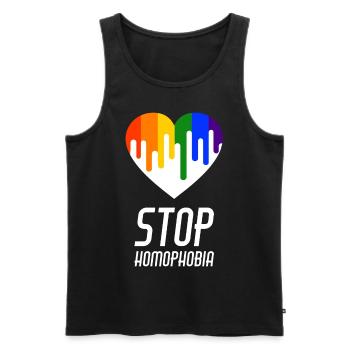 Stop Homophobia LGBT Gay Pride CSD - Débardeur bio Premium Homme - noir - Devant - Michal (187cm)