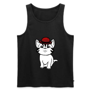 Gentleman Mister Cat Kitten Sir Cat Meow - Men's Premium Organic Tank Top - black - Front - AI Model Male 178 light (178cm)