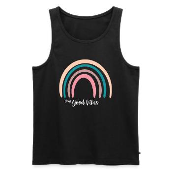 Only Good Vibes. Rainbow Gift Boho T-Shirt - Men's Premium Organic Tank Top - black - Front - AI Model Male 178 light (178cm)