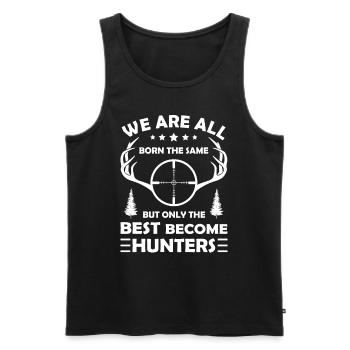 Hunting Hunters Saying with Hunting License - Men's Premium Organic Tank Top - black - Front - AI Model Male 178 light (178cm)