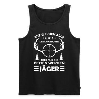 Jäger mit Jagdschein - Männer Premium Bio Tank Top - Schwarz - Vorne - Michal (187cm)