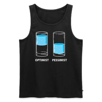 Optimist - Pessimist, Glas gefüllt - Männer Premium Bio Tank Top - Schwarz - Vorne - AI Model Male 178 light (178cm)