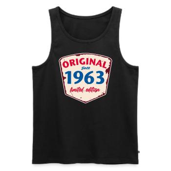 1963 Blechschild - limeted edition - Vintage - Männer Premium Bio Tank Top - Schwarz - Vorne - AI Model Male 178 light (178cm)