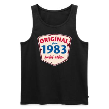 1983 Blechschild - limeted edition - Vintage - Männer Premium Bio Tank Top - Schwarz - Vorne - AI Model Male 178 light (178cm)
