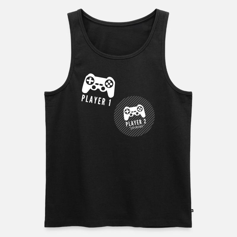 Player 2 joining - Männer Premium Bio Tank Top - Schwarz