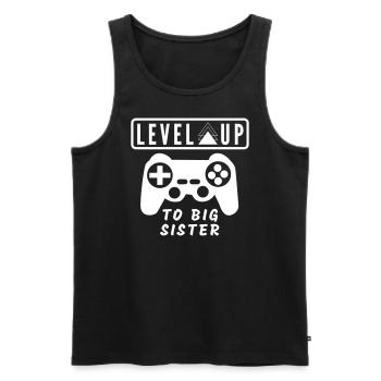 Level Up to big sister - Männer Premium Bio Tank Top - Schwarz - Vorne - Michal (187cm)