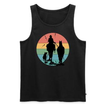 Pferde Heeler Sundown - Männer Premium Bio Tank Top - Schwarz - Vorne - Michal (187cm)
