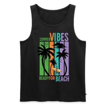 Summer Vibes Ready for Beach - Männer Premium Bio Tank Top - Schwarz - Vorne - AI Model Male 178 light (178cm)